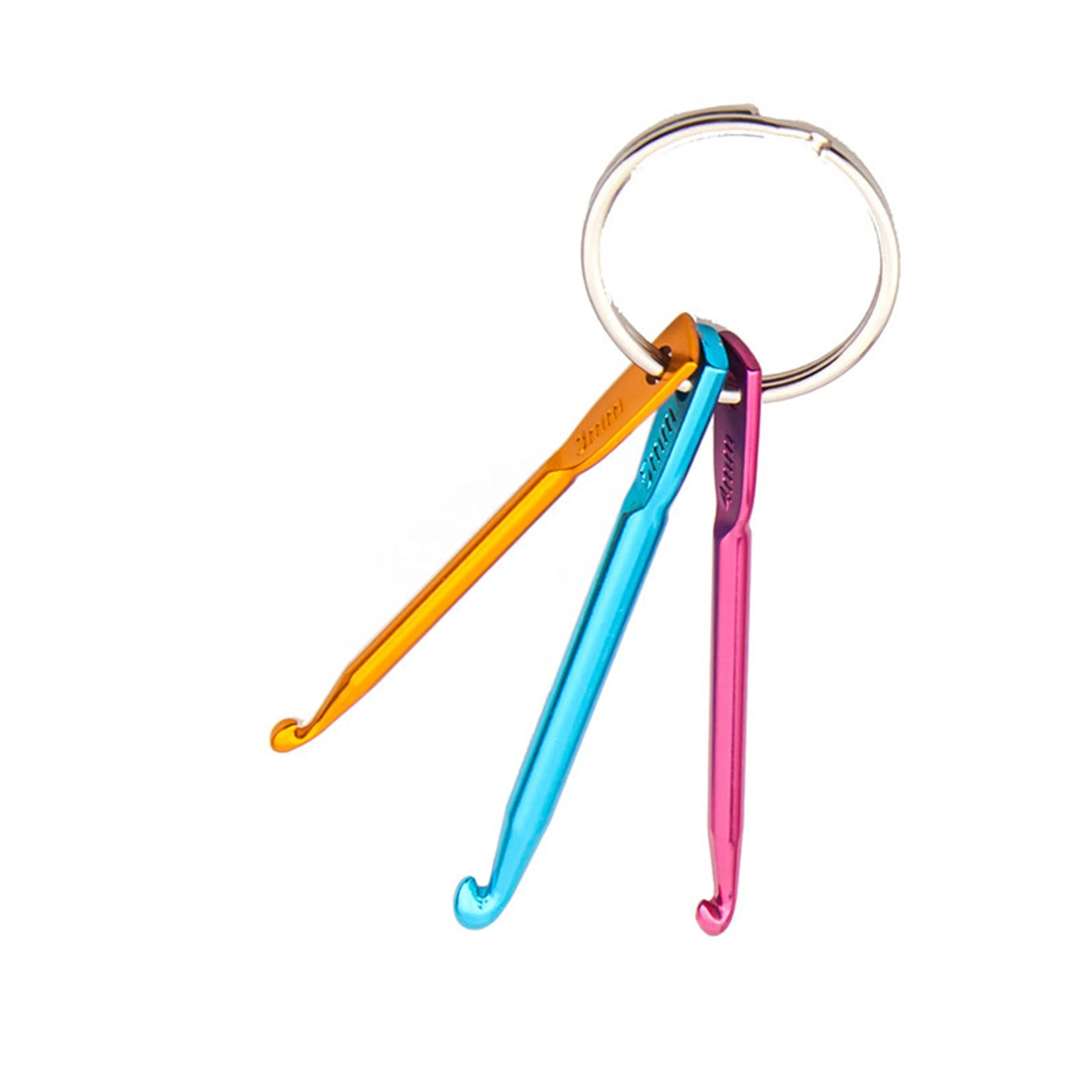 Mini Color Crochet Hook Keychain Aluminum Crochet Hooks Knitting Needles Tool - 3mm 4mm 5 mm