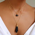 Dainty Raw Black Tourmaline Necklace 18k Gold Filled Wire Wrapped Crystal Natural Stone Necklace Jewelry