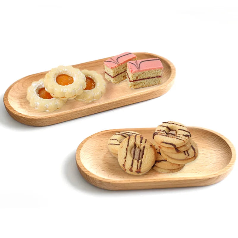 Oval Wood Natural Dessert Cup Tray Small Wooden Cheese Plate Tableware Decorative Tray Mini Storage Tray for Jewellery key