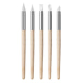 5pcs/Set Silicone Nail Art Brush Wooden Handle Watch Dial Cleaner Watch Repair Tools