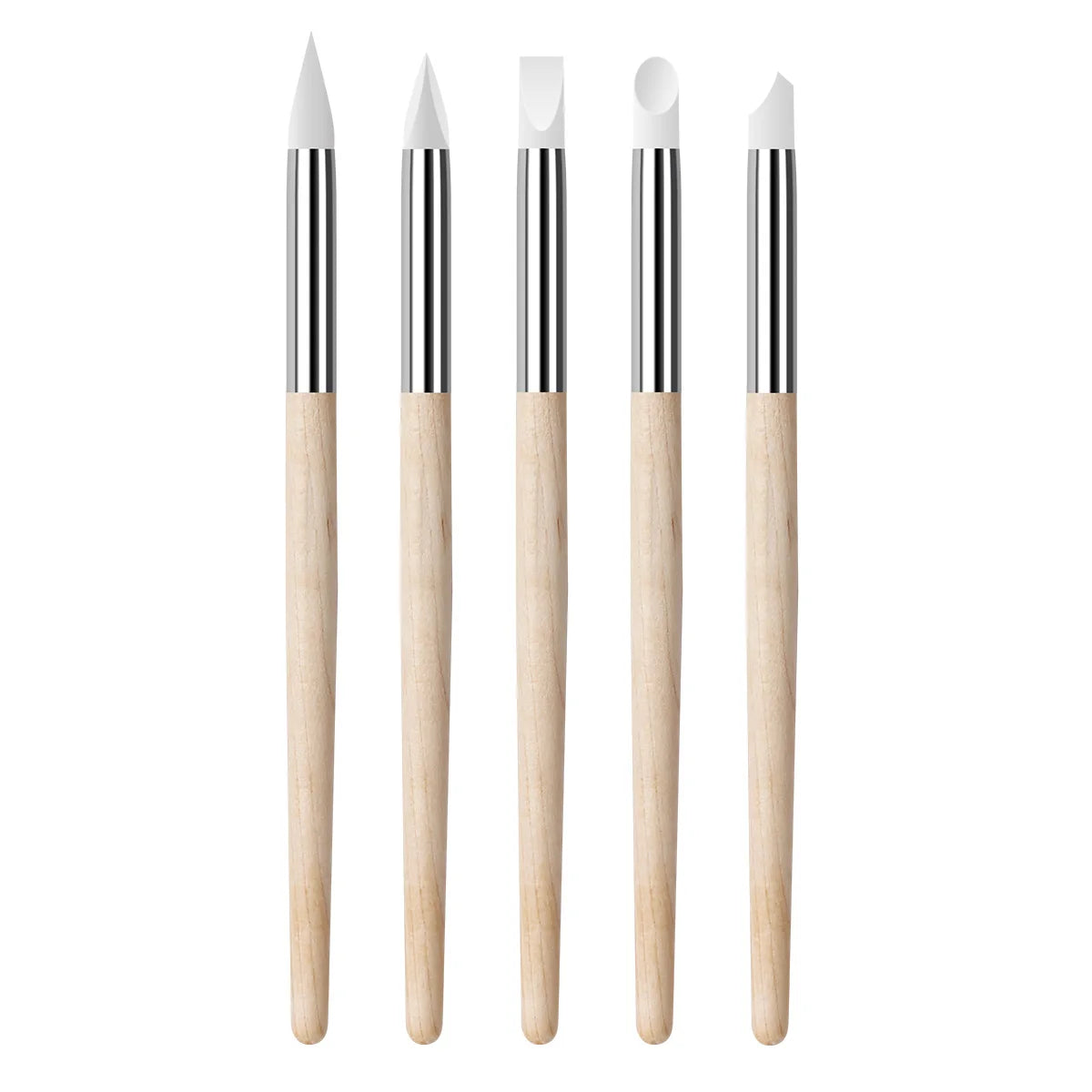 5pcs/Set Silicone Nail Art Brush Wooden Handle Watch Dial Cleaner Watch Repair Tools