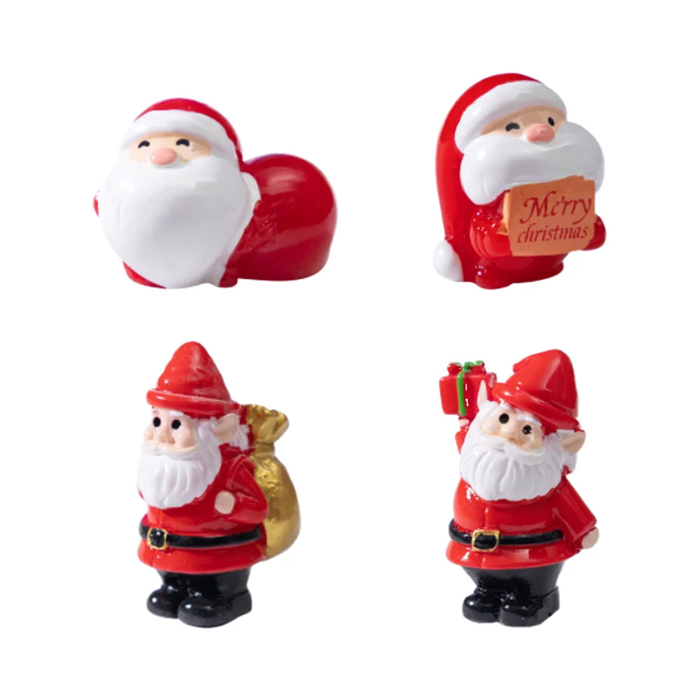 Luxury Miniature Cartoon 3D Resin Xmas Merry Christmas Party Figure Snowman Santa Ornament Resin Character Cake Topper Decor