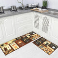 2 Piece Kitchen Carpet Set Non-slip Back Mat Throw Pillow Kitchen Door Mat Running Carpet Set Cafe Design