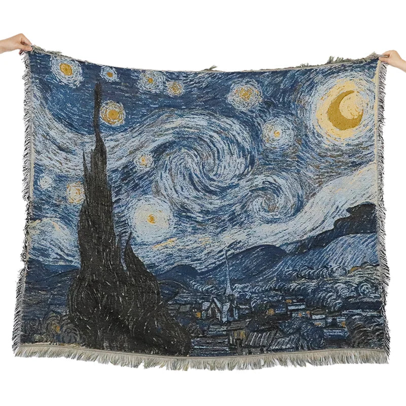 Low MOQ Custom Home Deco Sofa Beach Picnic Solid Jacquard Woven Fleece Polyester/Cotton Tapestry Folded Four Seasons Portable