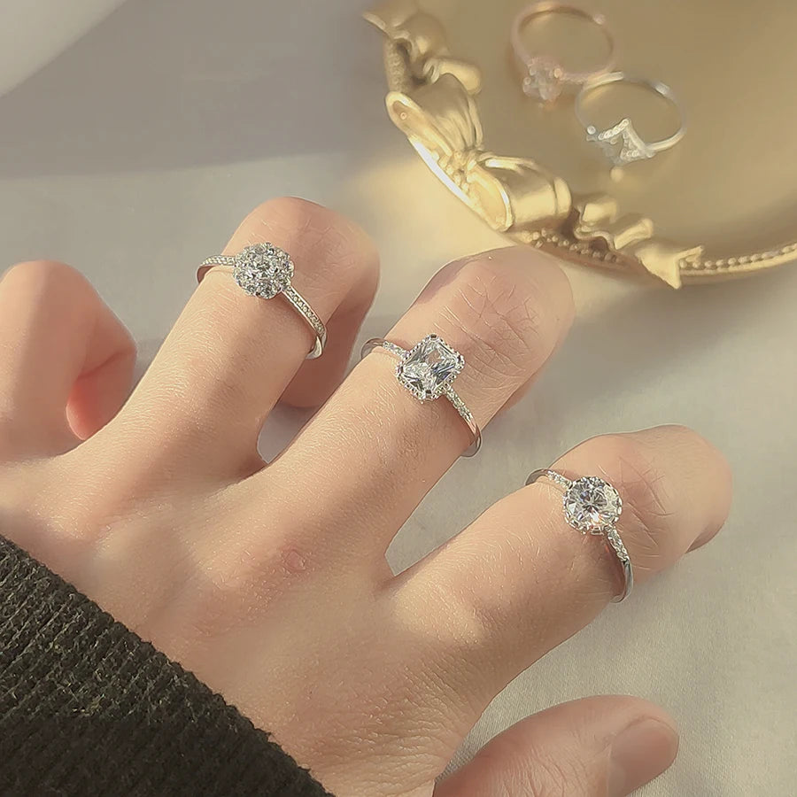 Flower Design Cubic Zirconia Waterproof Wedding Ring Pure Personalized Wholesale Price Wedding Rings Silver