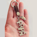 Wholesale Gifts Custom Keychain Leather and Steel Personality Keychain Mothers Day  Father Day Gift