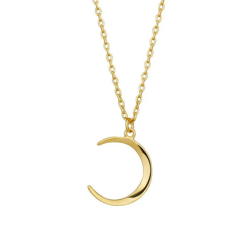 Simple 14K Gold Plated S925 Silver Moon Pendant Necklace Sterling Silver Moon Necklace for Women Gift