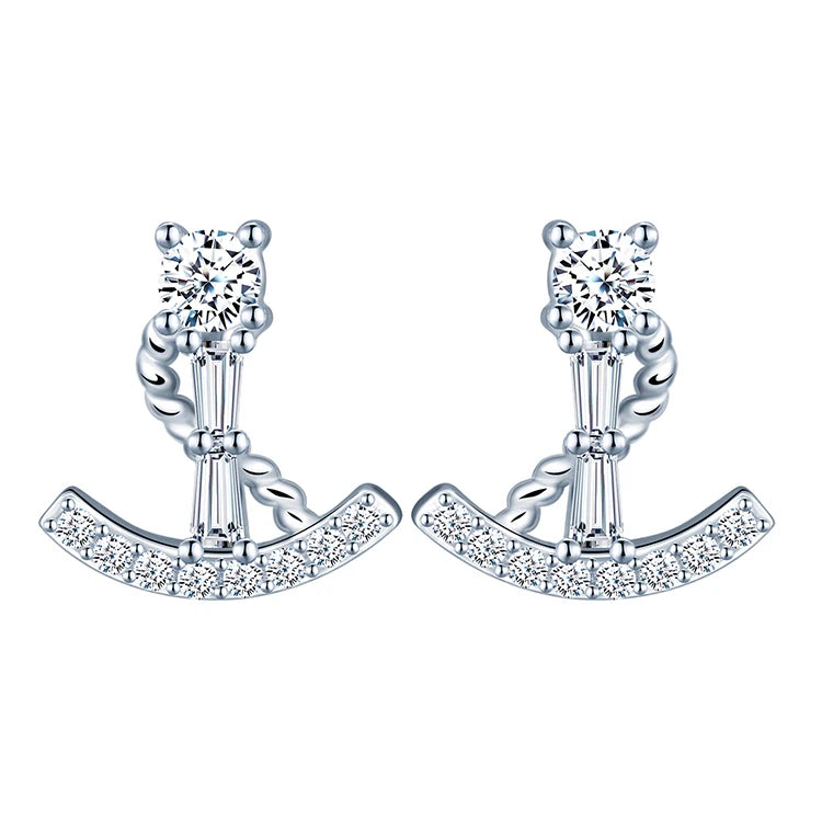 Fashion Anchor Earring Stud 925 Silver Zircons Earrings for Women