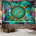 Nordic Viking Mystic Symbol Psychedelic Scene Large Size Home Decor Tapestry Hippie Boho Mandala Room Wall Decor Beach Towel