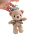 14CM Cute Cartoon Teddy Bear Keychain Pendant Doll Plush Toy Bow Tie Backpack Hanging Decorative Accessories Ornament Gifts