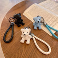 Cute Teddy Bear Keychain Braided Rope Bear Charm