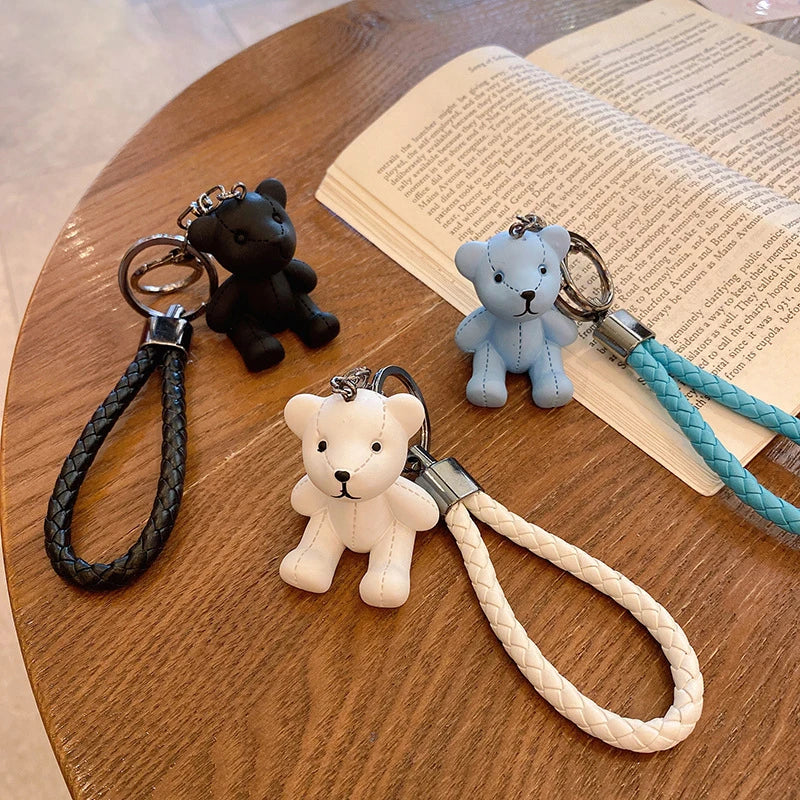 Cute Teddy Bear Keychain Braided Rope Bear Charm
