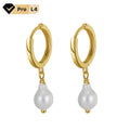RINNTIN GPE15 Cultured Freshwater Pearls Earrings 925 Sterling Silver Earrings 14K Gold Plated Drop Small Hoop Earings for Women