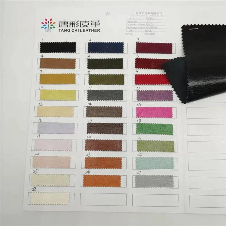 Designer's New Lacquer PU Leather Waterproof Artificial Leather Rayon Backing for Garments Like Dresses Skirts Accessories