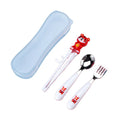 Portable Cute Cat Children Learning Plastic Chopsticks Spoon Fork Chopstick Set for Kids