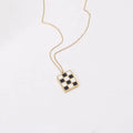 Joolim  Chain Black & White Plaid Rectangle Checked Pendant Necklace Stainless Steel Necklace Jewelry Wholesale