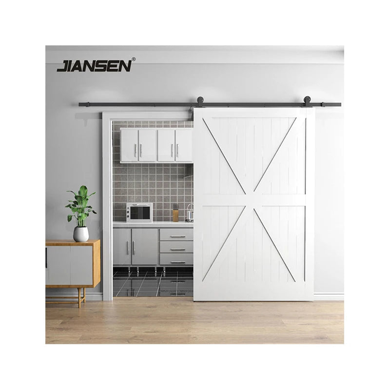 2 m /6.6 ft Top Seller Rails for Wood Black Wholesale Modern Track System Sliding Barn Door Hardware