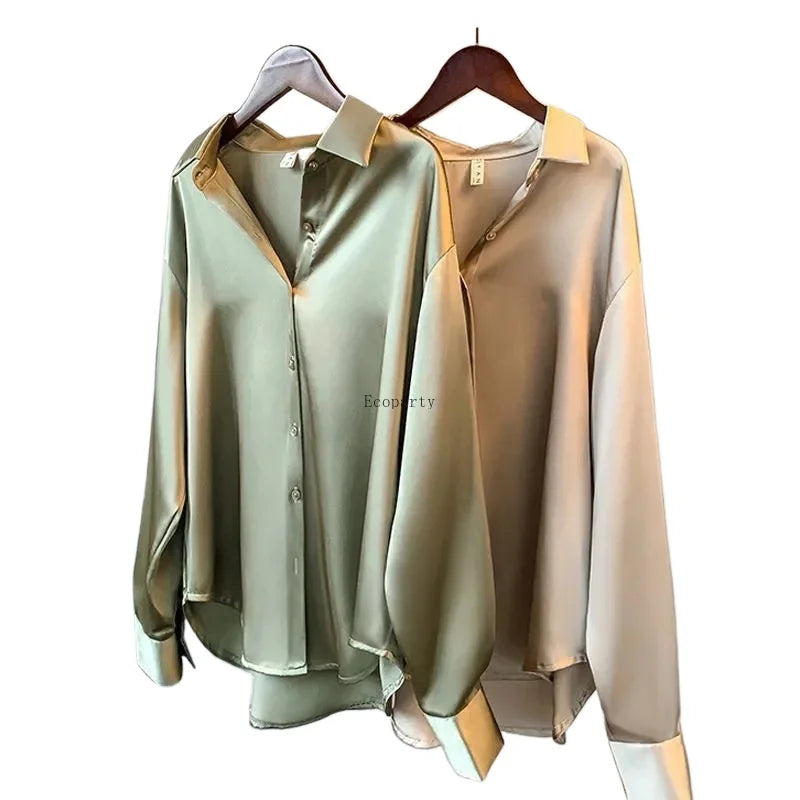 2024Spring Shirt and Blouses New Sweater Cardigans Woman Top Knitted Korean Long Sleeve Lapel Button Elegance Sweet Casual Coats