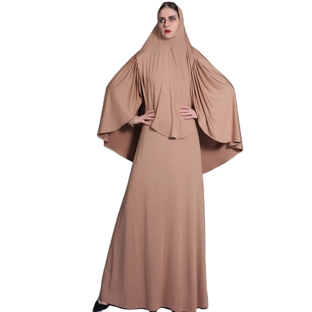 Good Quality Ready Shipping Accept OEM/ODM Plain Color Loose Size Daily Wear Tradition Muslim Women Abaya and Khimar Sets