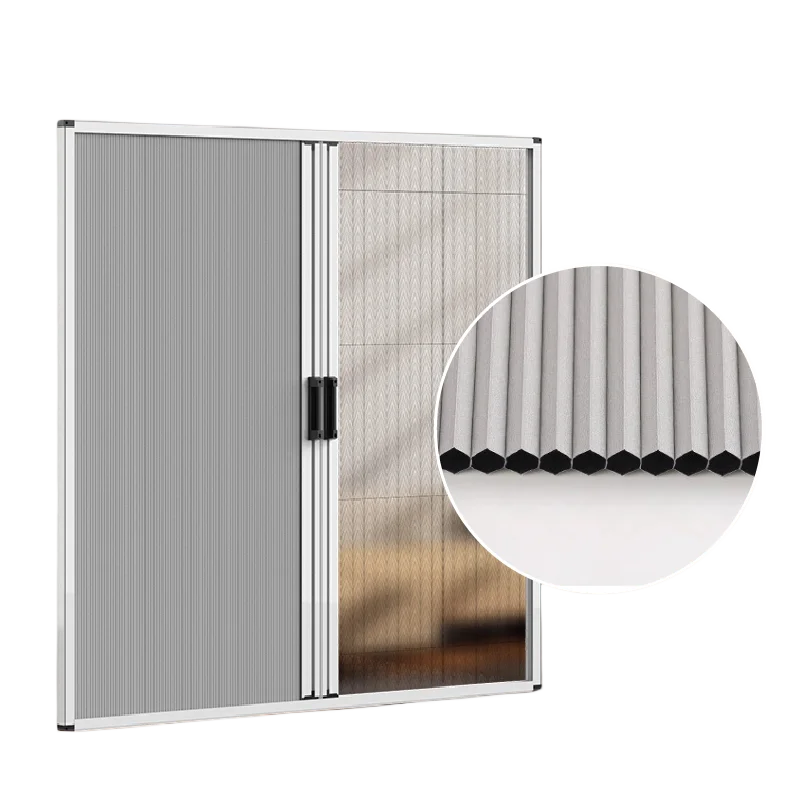 Hot Selling Custom Quality Polyester Pleated Mesh Flyscreen Net Modern Design Mosquito Door Shades Shutters