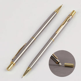 2026 With Eraser logo Engraved All Steel Pencil Mechanical Pencil 0.50mm School Best Click Automatic Metal Mechanical Pencil