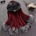 Women Luxury Fashion Warm Jackets Plus Size Hooded Coat Long Sleeves Fur Design Women Casual Long Coat