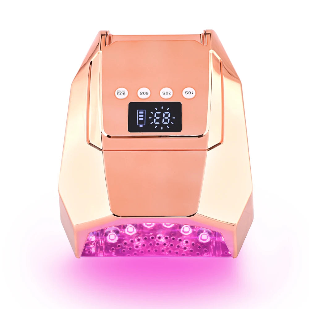 2025 New Style 98 Watts UV Nail Lamp With Battery High Power Salon Rose Gold Gel Lamp Low Price