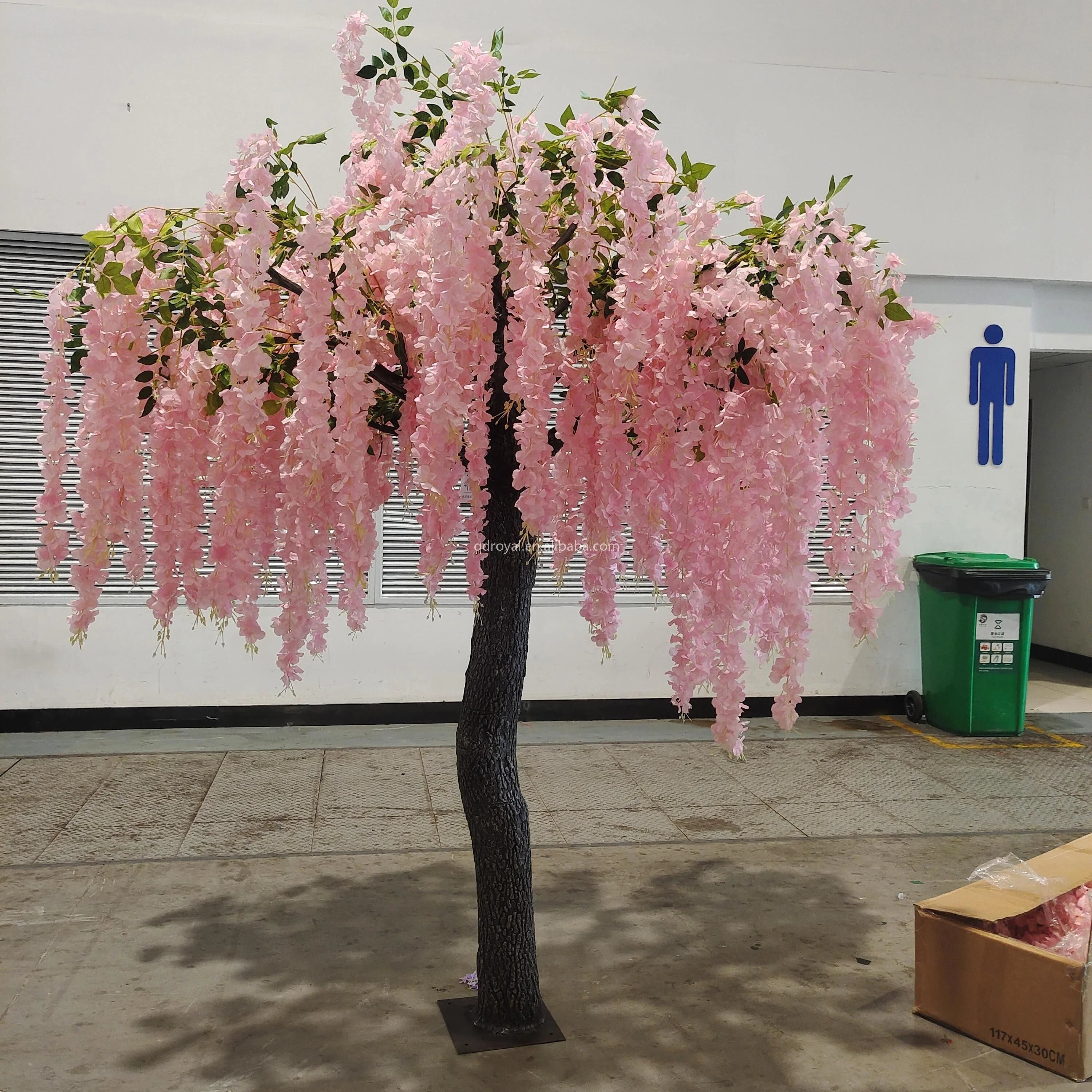 New Items Decorative Wedding Table Centerpiece White Blue Hanging Artificial Wisteria Tree