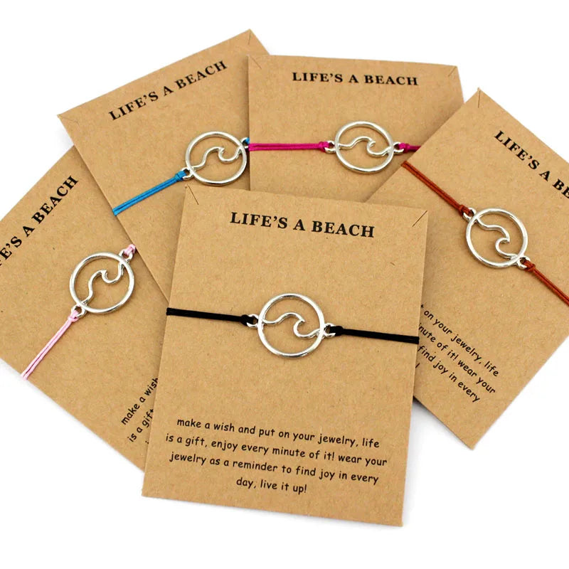 Promotional Gift Summer Beach Ocean Theme Jewelry Bracelets Fashion Sea Wave Charm Bracelet for Women