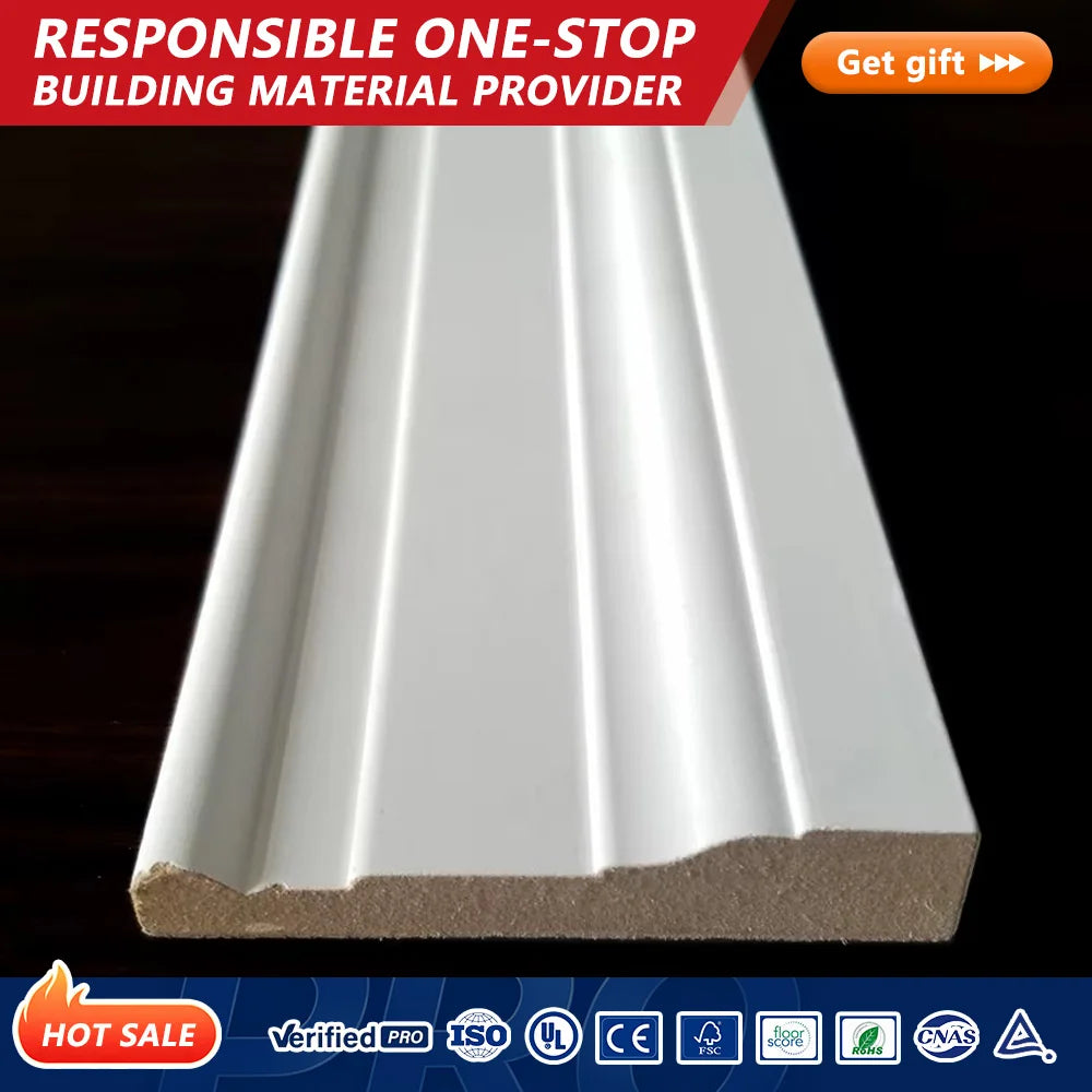 Modern Classic Thermoforming MDF PS Moulding Skirting Flexible Baseboard Mouldings Maker