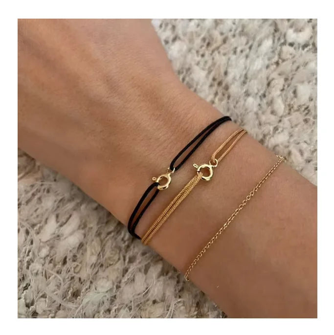 Unisex Jewelry 18k Gold Circle Bracelet Good Luck Thin Red String Cord Adjustable Bracelet Gift