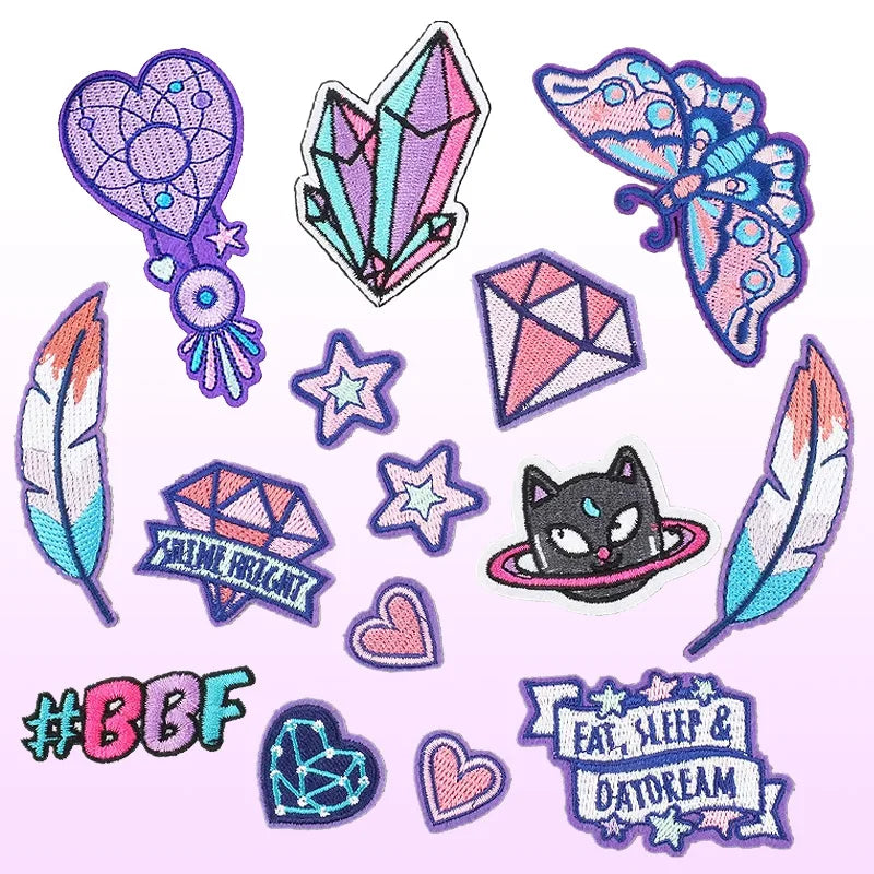 New Arrival Cartoon Cloth Embroidered Patches Wholesale Dreamcatcher butterfly Applique Iron on Custom Cute Embroidery Patch