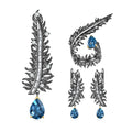 C8274 Abiding Jewelry Vintage Style Natural London Blue Topaz Leaves 925 Sterling Silver Jewelry Sets for Woman
