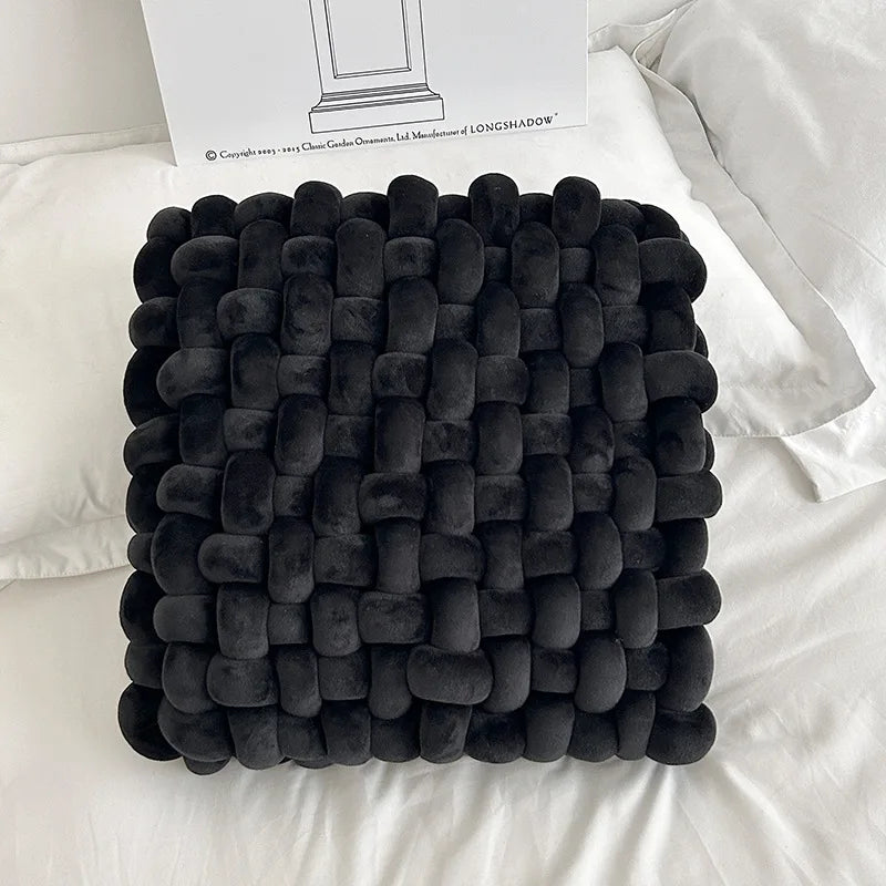 Wholesale Knit Throw Pillow Delicacy Small Square Chair Cushion Sofa Backrest Plush Pillow Bay Window Cushion