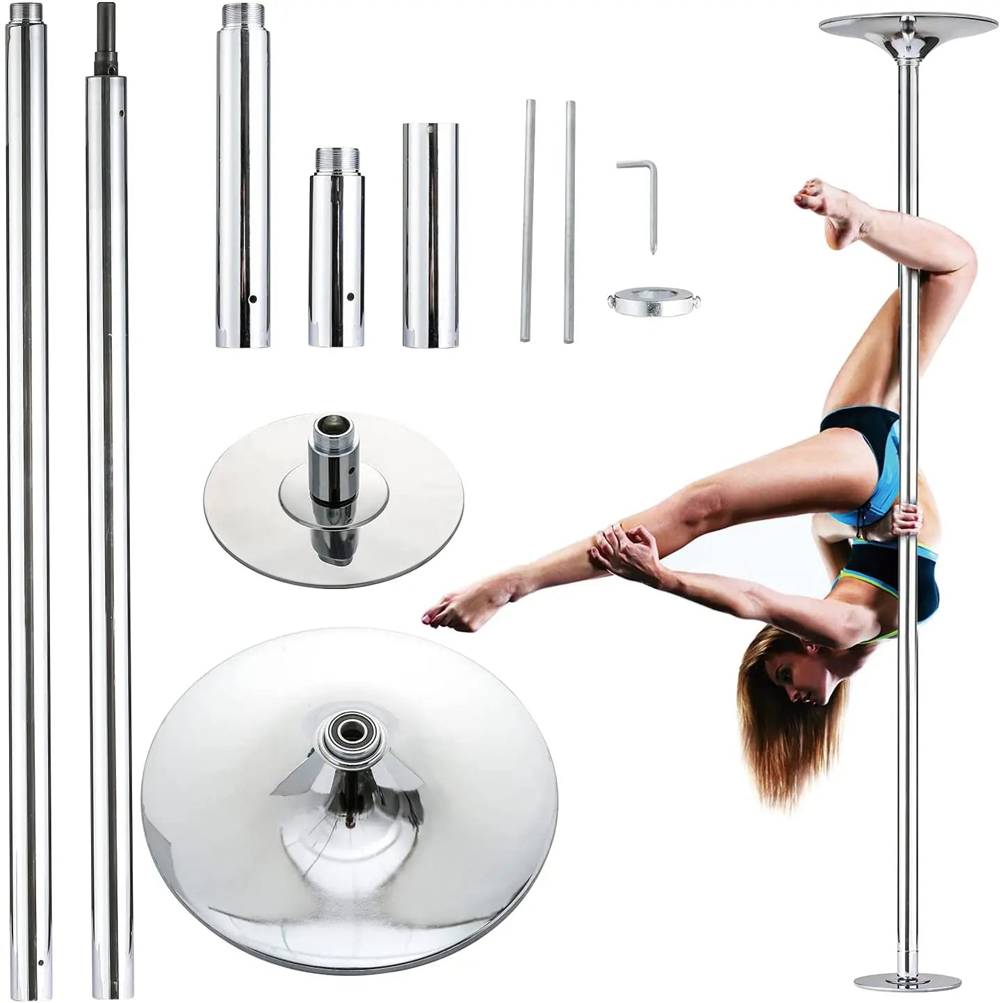 Professional Steel Dancing Pole 45mm Stripper Pole Portable Removable Pole Dance Kit Adjustable Height Spinning Tube Exercise