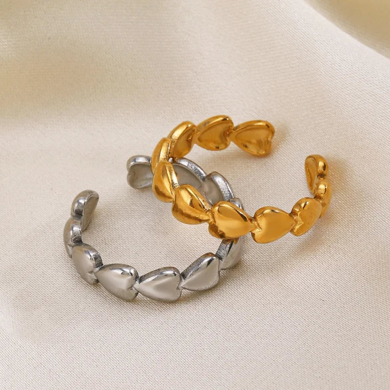 Stainless Steel 18K Gold Plated Love Ring-Trendy Open Ring for Couples & Ladies No Fade