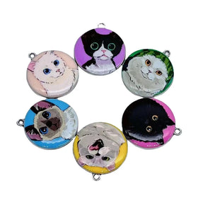 Pet Cat Charms Enamel Cute Cat Tag Charms Pendants for Necklace Bracelet Earring Jewelry