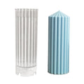 DM523 Striped Spire Pillar Acrylic Candle Making Mold Geometric Spire Cylinder Serrated Plastic Scented Soap Wax Mould