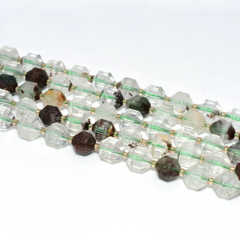 Wholesale 8mm Natural Bucket Shaped Green Ghost Loose Gemstone Beads For DIY Jewelry