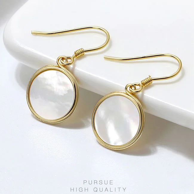 2023 New Arrival Luxury 925 Silver Jewelry Earrings Round Shell 14K Gold Plated Earring