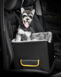 Solid Pattern Breathable Nylon Cotton & PU Fashion Pet Car Booster Seat for Small Dogs 25lbs Elevated Dog Car Seat All Seasons
