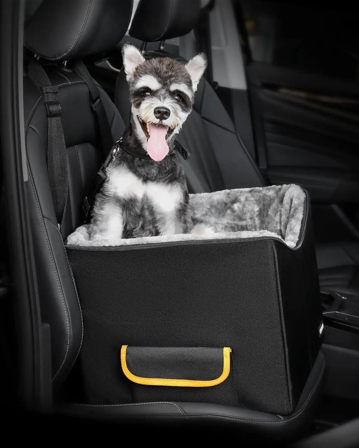 Solid Pattern Breathable Nylon Cotton & PU Fashion Pet Car Booster Seat for Small Dogs 25lbs Elevated Dog Car Seat All Seasons