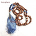 MN35049 Self Acceptance Mala Sandalwood Sodalite Mala Necklace Knotted Between Beads 108 Beads Mala