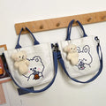 YIMYIK Student Small Popular Hot Sale Handbag Hot Women Girls Eco Canvas Bag New Cartoon Cute Bear Canvas Shopping Bag