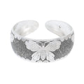 Vintage Style Silver Color Alloy Carved Butterfly Bracelet Opened Bangle Cuff for Women Gift Party