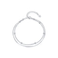 New Arrival Simple Women'S Jewelry 925 Sterling Silver Rhodium Plated Double Layer Stackable Beads Snake Bone Bracelet for Women