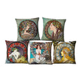 Vintage European Art Nouveau Mucha Gallery Cushion Cover Beautiful Girl Linen Throw Cushion Pillow Home Decor
