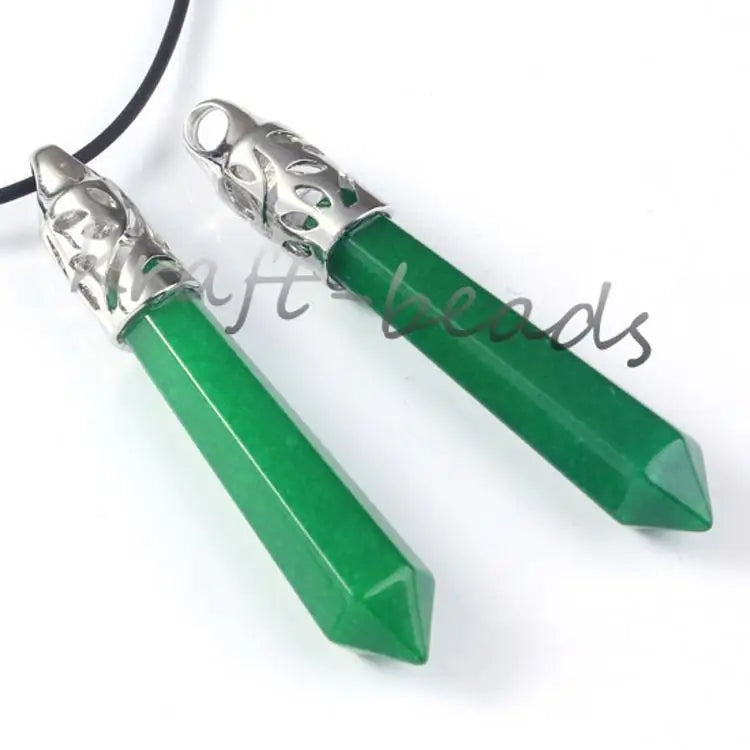 2026 Wholesale Chakra Reiki Spiritual Opal NecklaceCrystal Point Green Aventurine Healing Crystal Pendulum Necklace