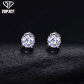 Ready to Ship Round Brilliant Cut Diamond Stud Earrings Simple Style 925 Sterling Silver VVS Moissanite Earrings Jewelry Unisex