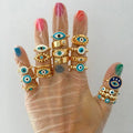 Factory Wholesale European and American Popular Gold Filled Evileye Ring Adjustable Women Rings